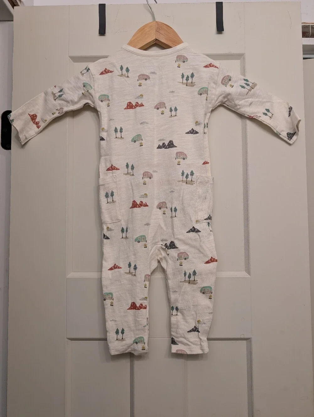 LC Little Co Cream Scenic Print Baby One-Piece Romper